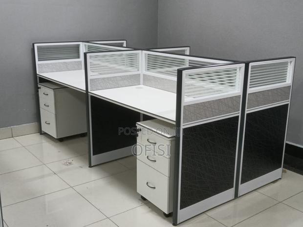 Office Workstation; 4 Way Workstation 2.4m X 1.2m in Grey - thumbnail 4