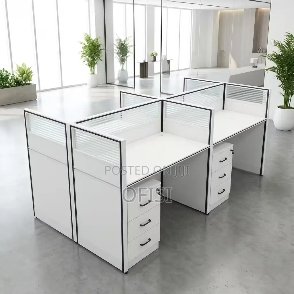 Office Workstation; 4 Way Workstation 2.4m X 1.2m in Grey