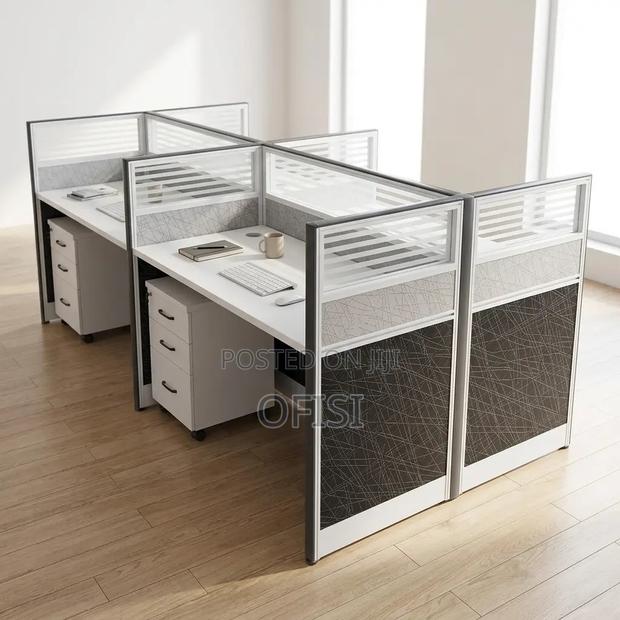 Office Workstation; 4 Way Workstation 2.4m X 1.2m in Grey - thumbnail 3