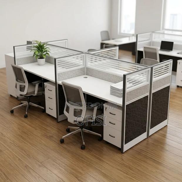 Office Workstation; 4 Way Workstation 2.4m X 1.2m in Grey - thumbnail 10