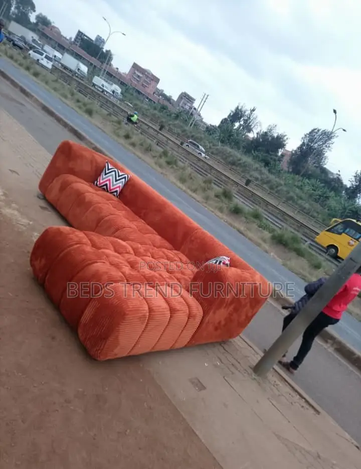 6-Seater L Seat Orange Bubble Velvet Sofa