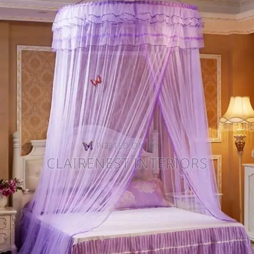 Purple and Pink King Size Bed Round and Free Size Mosquito Nets