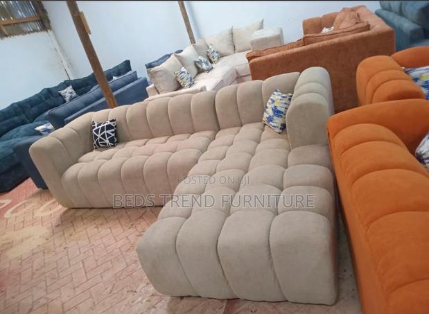 6-Seater L Seat Beige Bubble Sofa - thumbnail 2