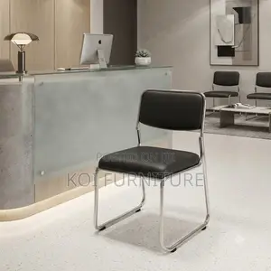 Office Chairs; Modern Leather Sled Based Chrome Chairs