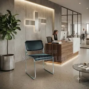 Office Chairs; Modern Leather Sled Based Chrome Chairs