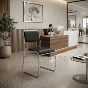 Office Chairs; Modern Leather Sled Based Chrome Chairs