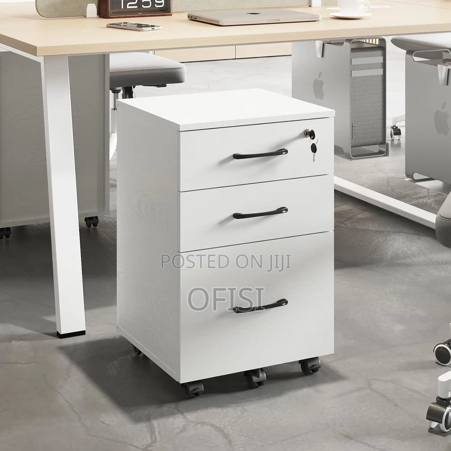 Office Cabinet; 3-Drawer Wooden Pedestal Office Filling Cabinet