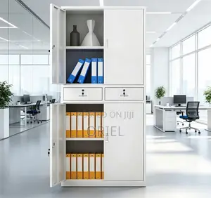 Office Cabinet :4-Door Metallic Office Cabinet With 2-Lockable Drawers
