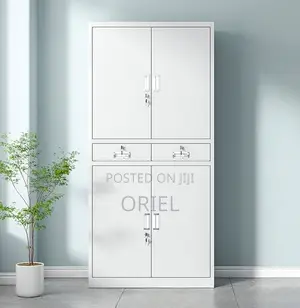 Office Cabinet :4-Door Metallic Office Cabinet With 2-Lockable Drawers
