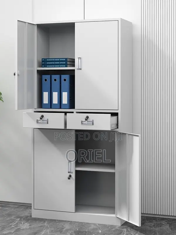 Office Cabinet :4-Door Metallic Office Cabinet With 2-Lockable Drawers