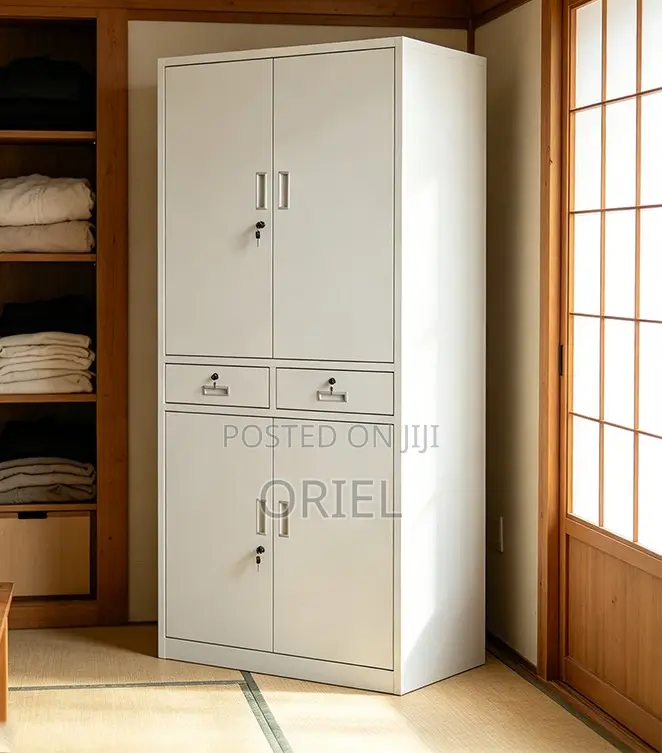 Office Cabinet :4-Door Metallic Office Cabinet With 2-Lockable Drawers