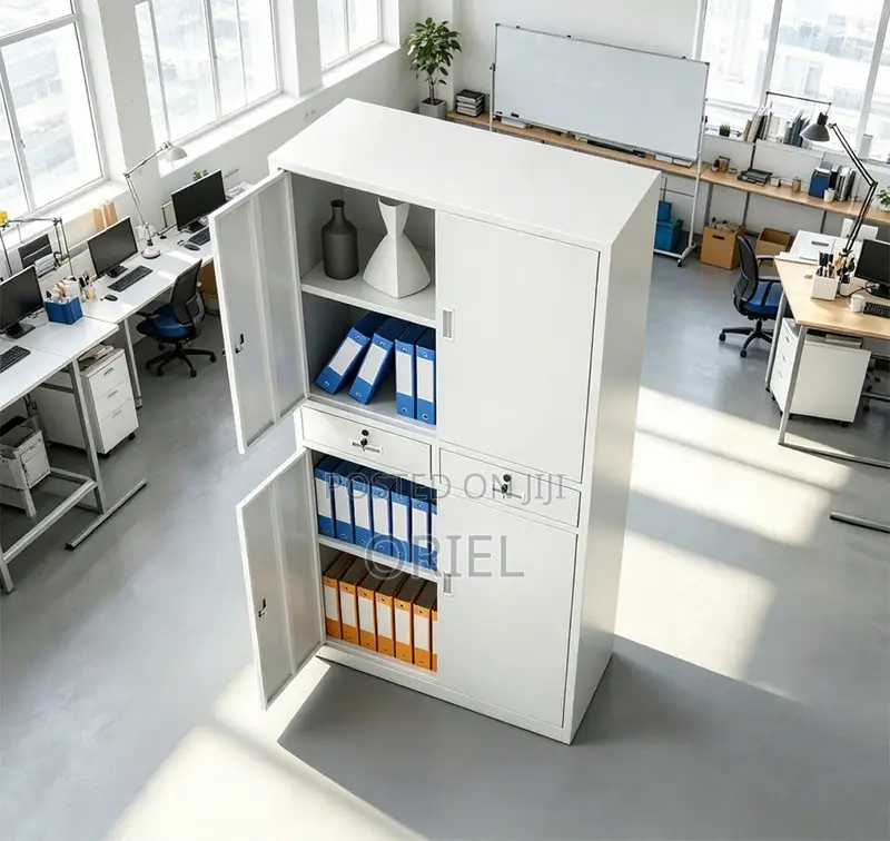 Office Cabinet :4-Door Metallic Office Cabinet With 2-Lockable Drawers