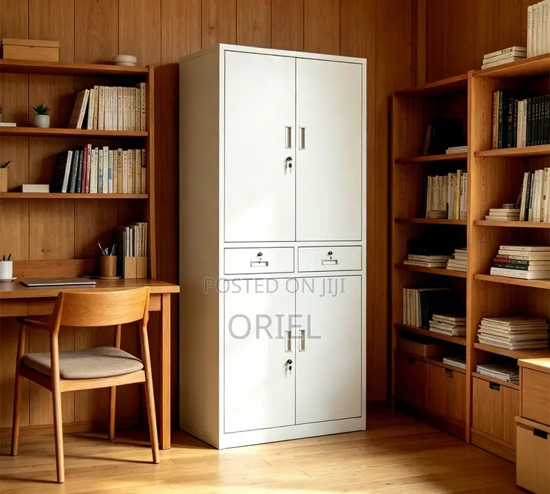 Office Cabinet :4-Door Metallic Office Cabinet With 2-Lockable Drawers