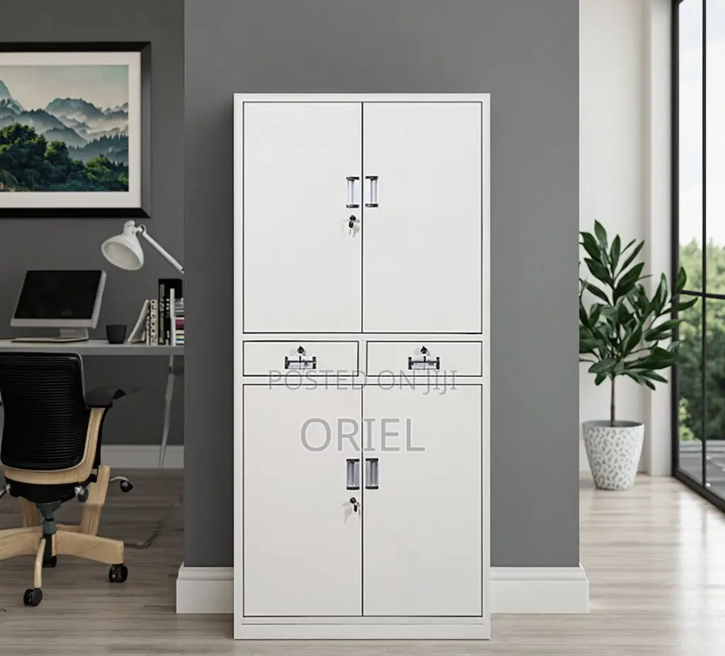 Office Cabinet :4-Door Metallic Office Cabinet With 2-Lockable Drawers