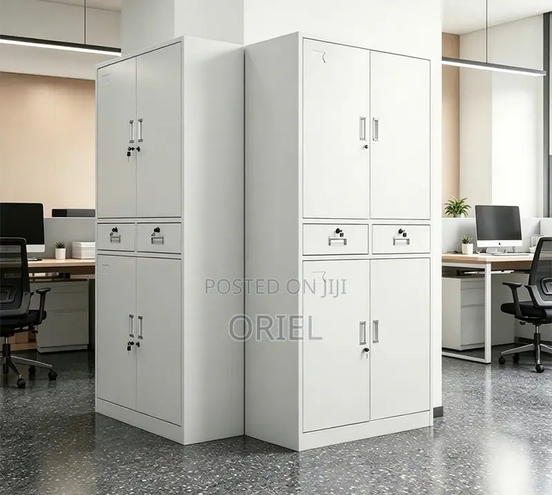Office Cabinet :4-Door Metallic Office Cabinet With 2-Lockable Drawers