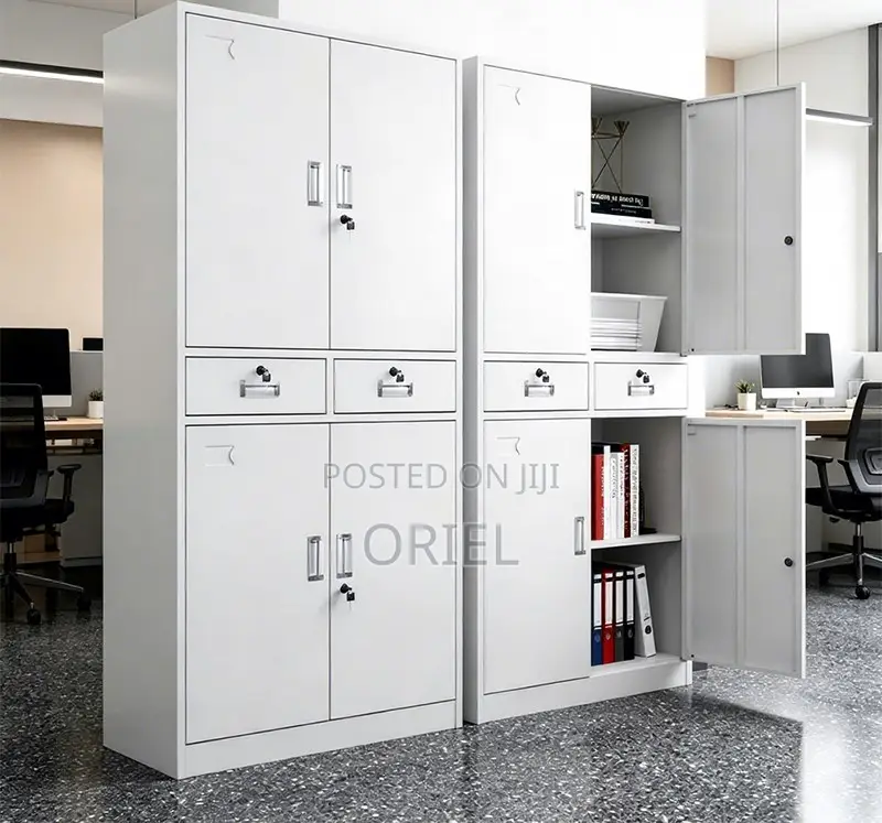 Office Cabinet :4-Door Metallic Office Cabinet With 2-Lockable Drawers