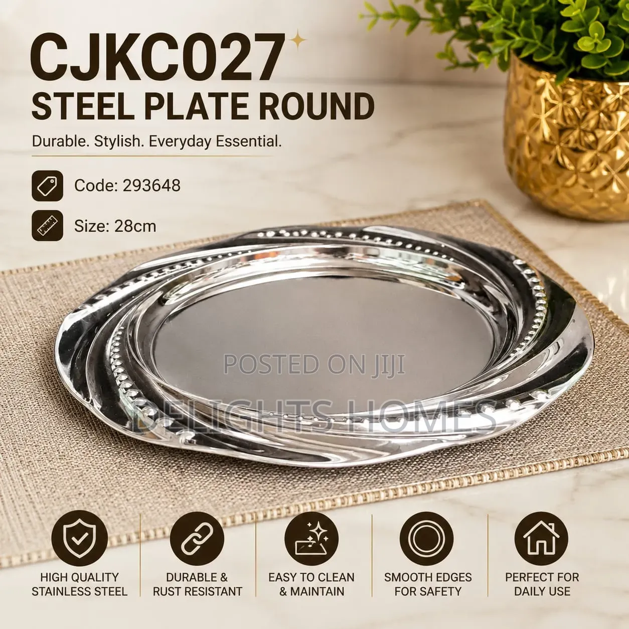 Steel Plate Round 28cm-B