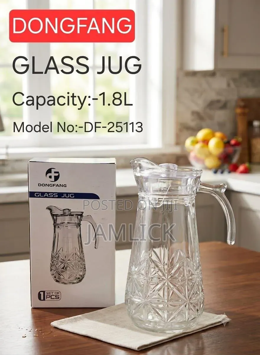 1.8L Crystal Clear Glass Jug - Sn