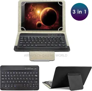 Removable Wireless Bluetooth Keyboard + PU Leather Folio Cover + Stand