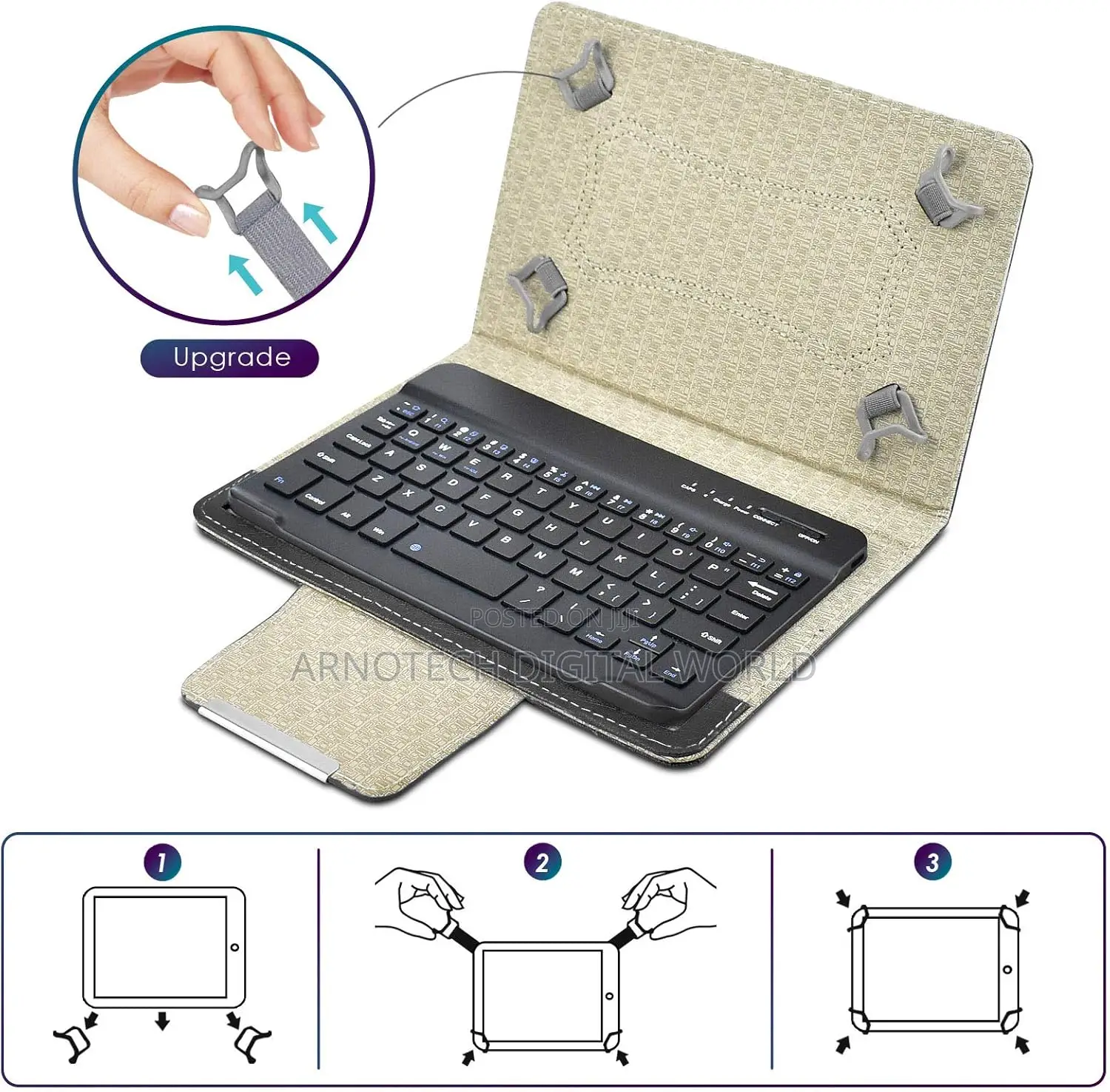 Removable Wireless Bluetooth Keyboard + PU Leather Folio Cover + Stand