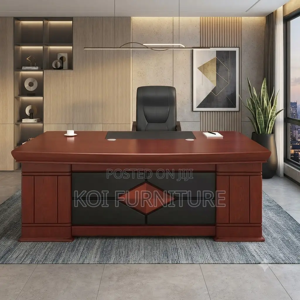 Office Desk; 1.6 Meter Executive Brown-Red Worksmart Mahogany Desk