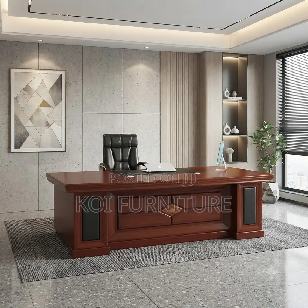 Office Desk; 1.6 Meter Executive Brown-Red Worksmart Mahogany Desk