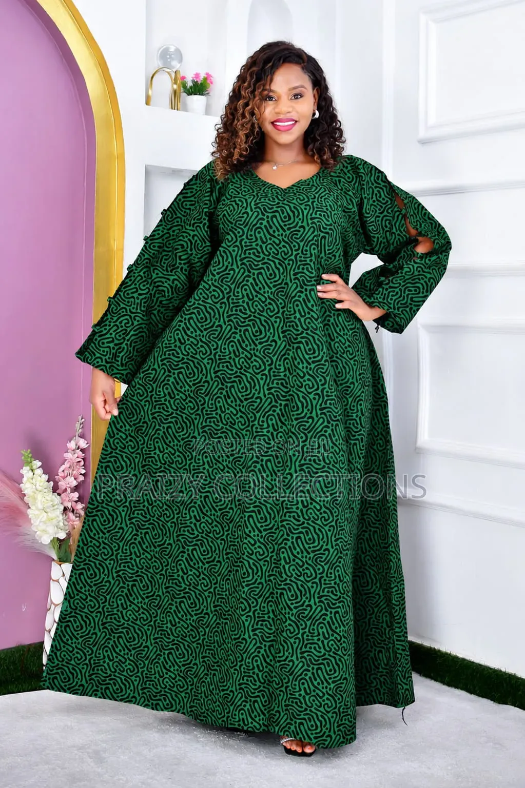 African Ankara Long Sleeved Free Dress