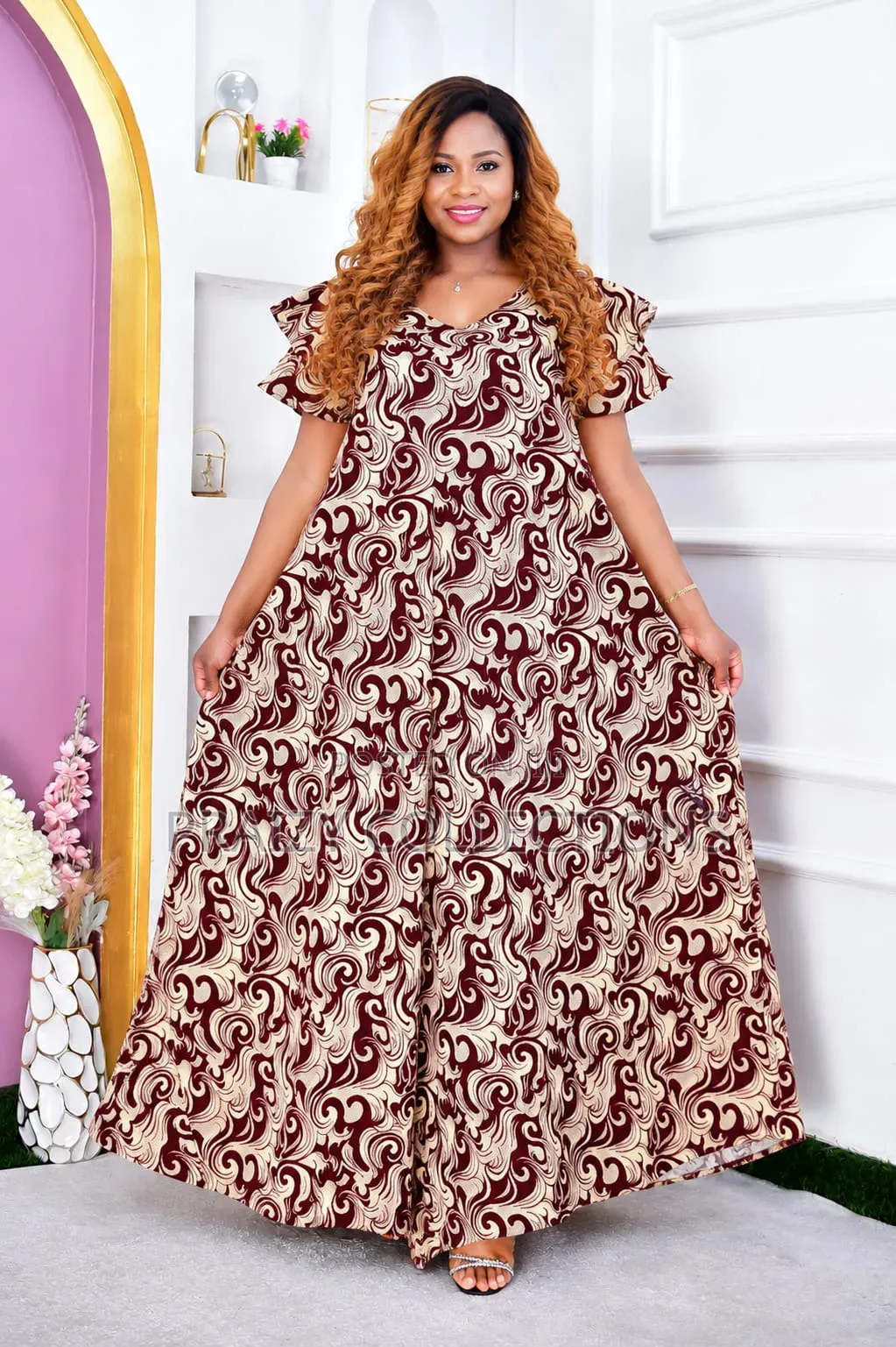 Short Sleeved Free Size Ankara Dress