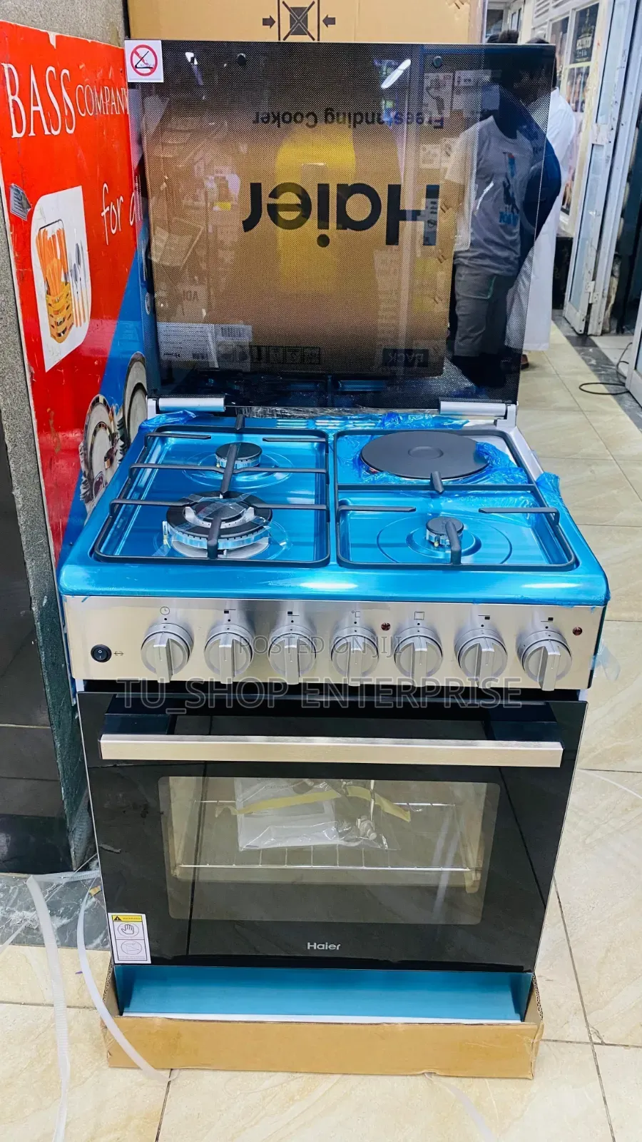 Haier 60x60 Standing Cooker – 3 Gas + 1 Electric Hot Plate