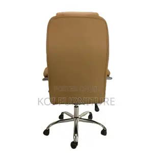 Office Chair; Leather Executive Office Chair With Chrome Armrest