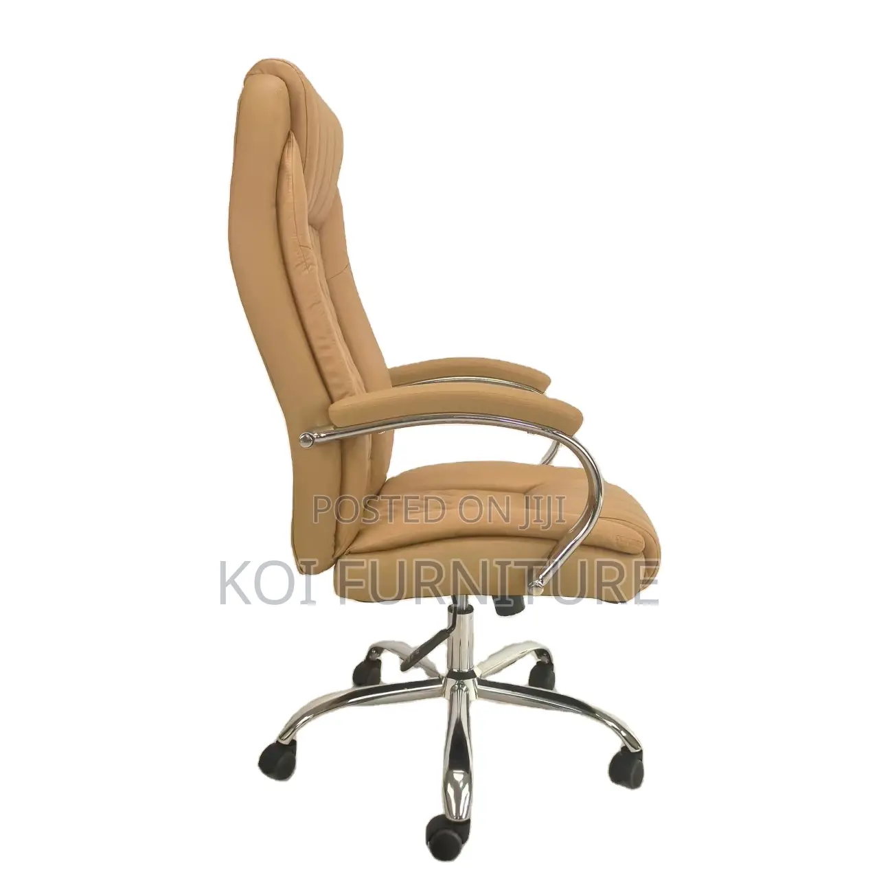 Office Chair; Leather Executive Office Chair With Chrome Armrest
