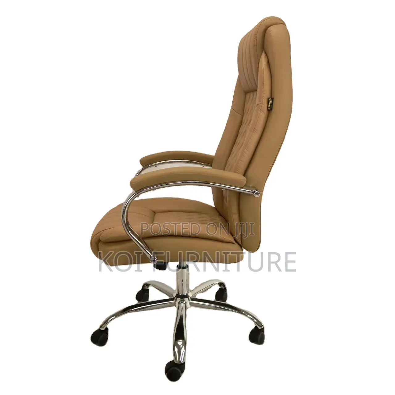 Office Chair; Leather Executive Office Chair With Chrome Armrest