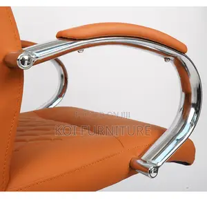Office Chair; Leather Executive Office Chair With Chrome Armrest