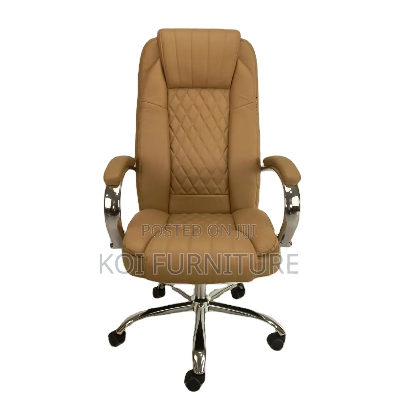 Office Chair; Leather Executive Office Chair With Chrome Armrest