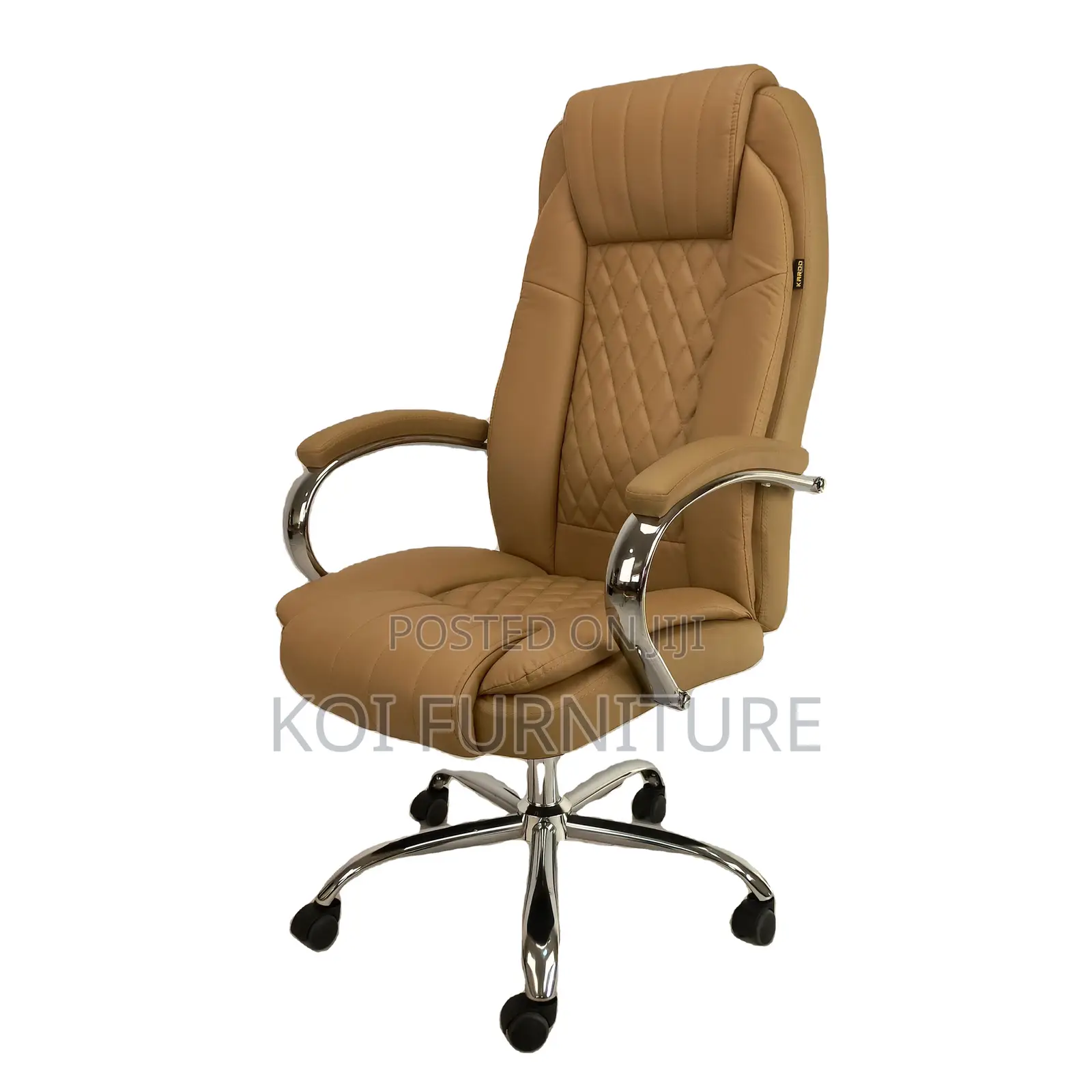 Office Chair; Leather Executive Office Chair With Chrome Armrest