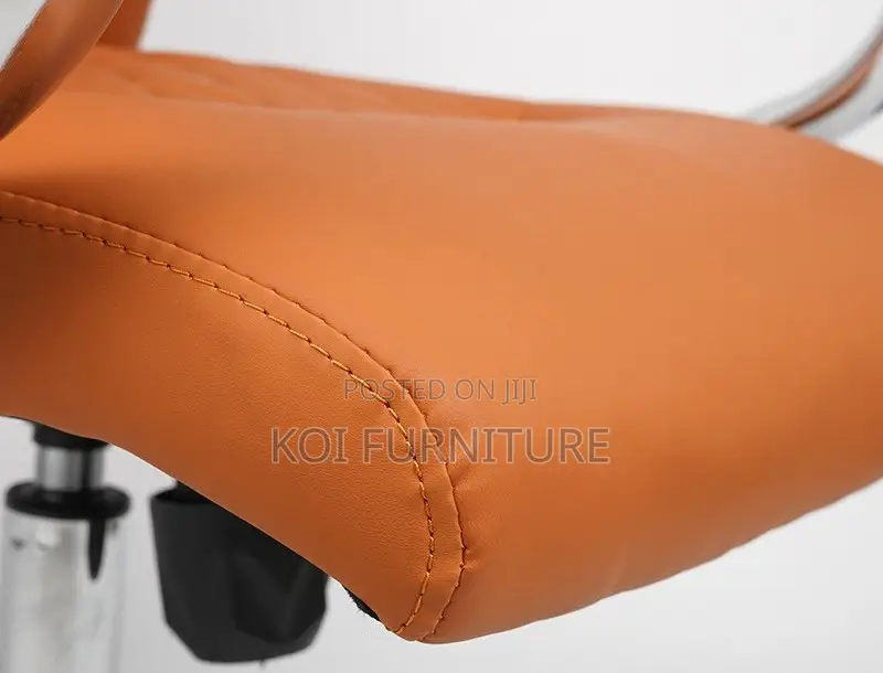 Office Chair; Leather Executive Office Chair With Chrome Armrest