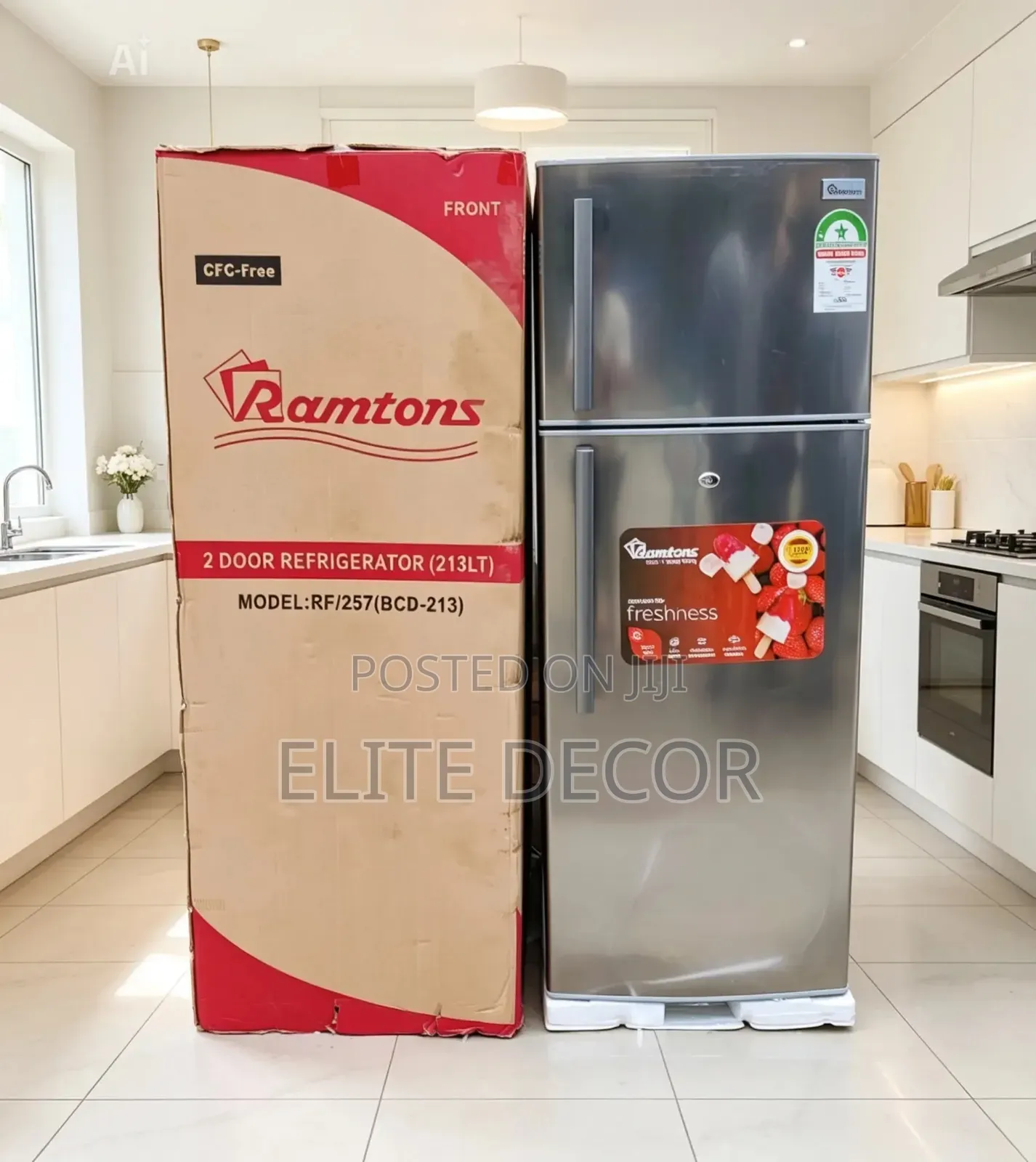 Ramtons RF/257 2 Door Direct Cool Refrigerator – 213 Litres Titan