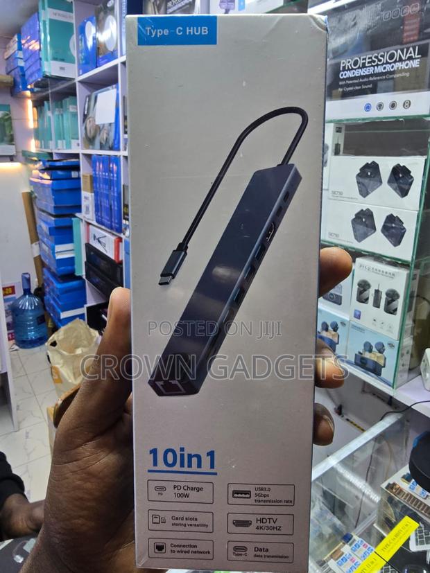 10-in-1 USB-C Laptop Hub With HDMI LAN USB PD Port