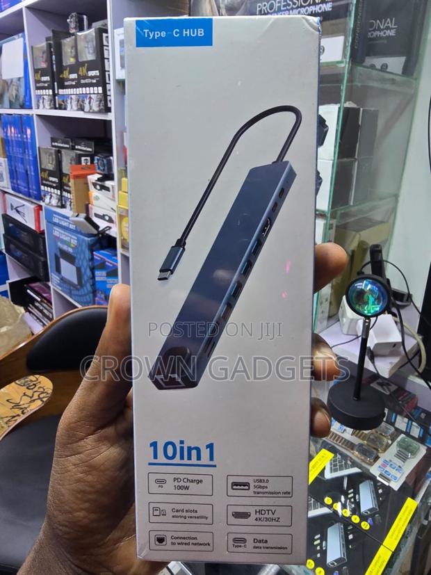10-in-1 USB-C Laptop Hub With HDMI LAN USB PD Port - thumbnail 3