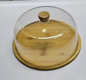 Bamboo Base Cake/Fruit Stand With High Quality Acrylic Top Dome Cover