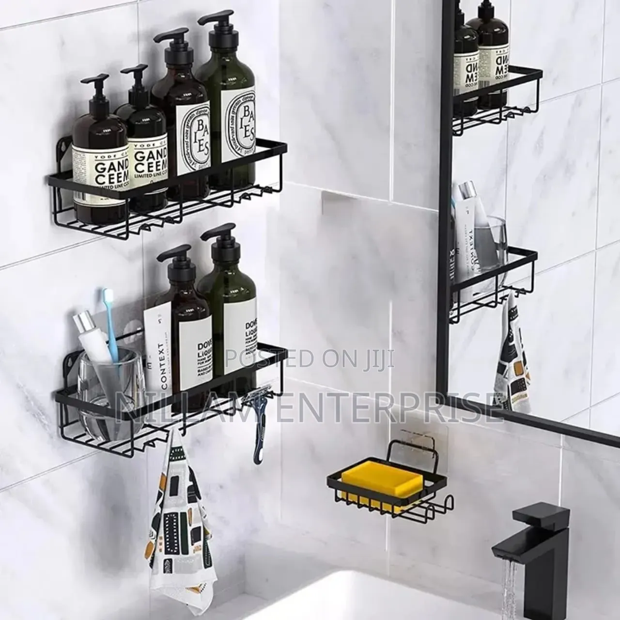 5pcs Set Rectangular Shower Shelf