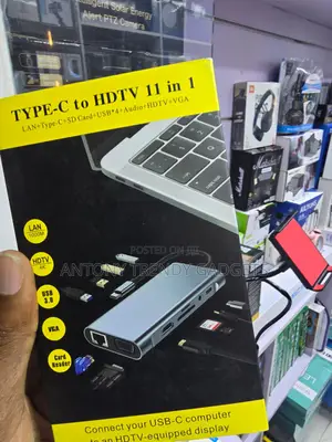 11-in-1 USB-C Hub With HDMI VGA LAN Card Reader