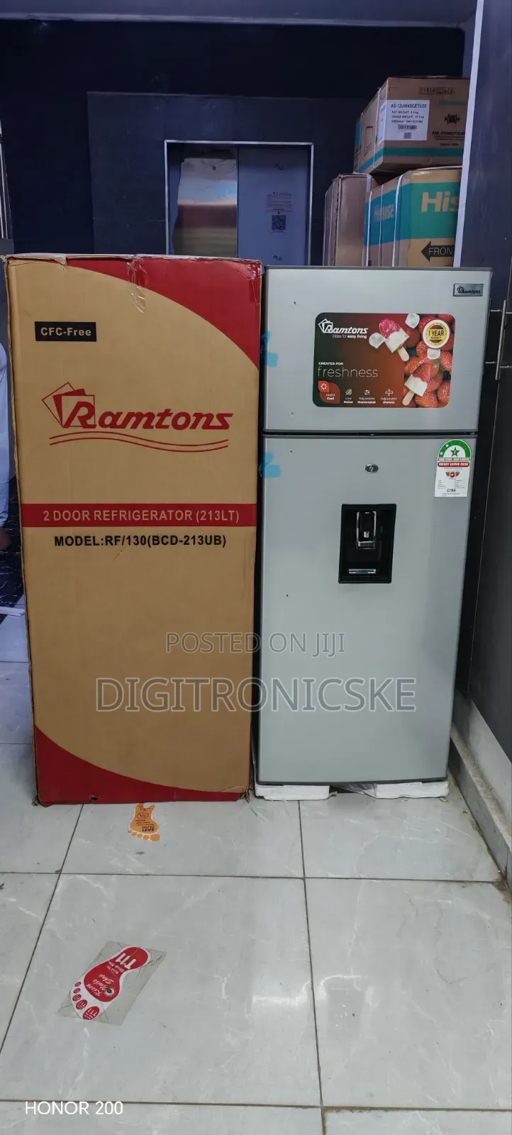 Ramtons Rf-130 213l Double Door Fridge With Dispenser