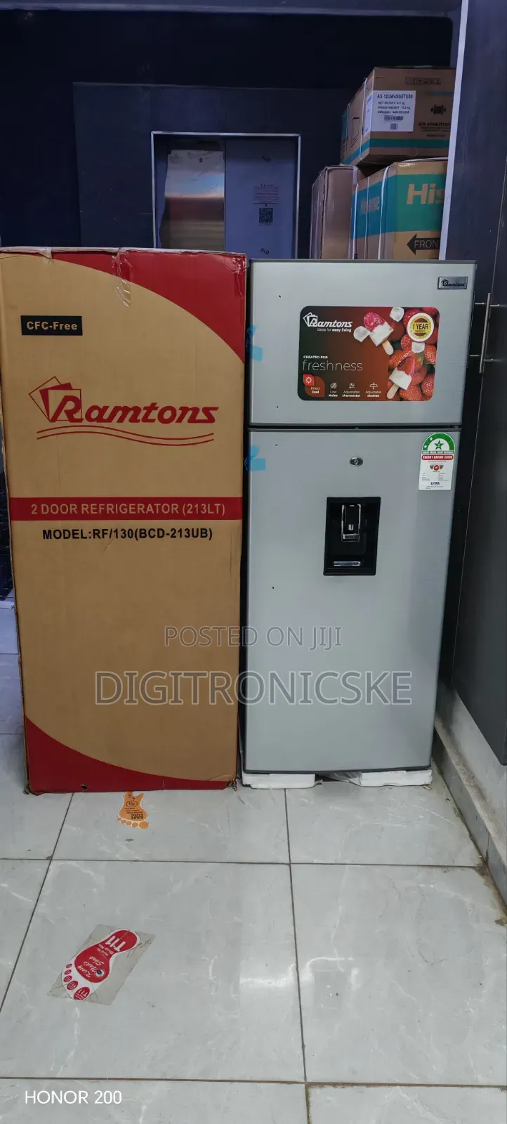 Ramtons Rf-130 213l Double Door Fridge With Dispenser