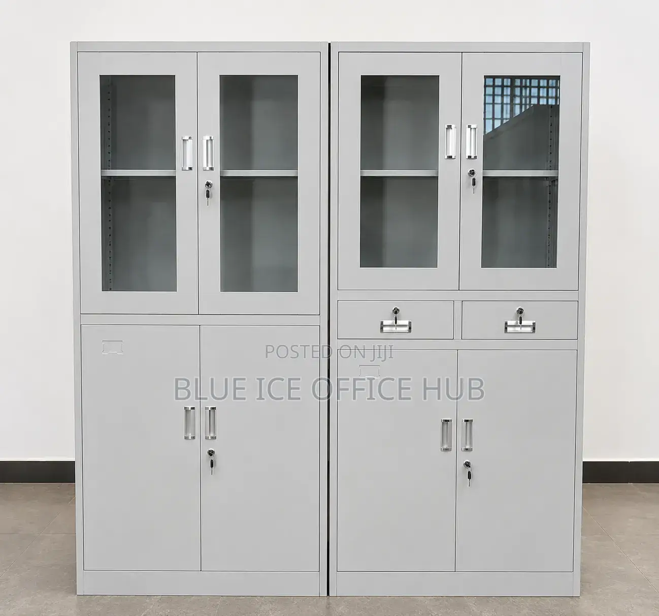 Executive Steel Filing Cabinet With Glass Door-Lockable Storage