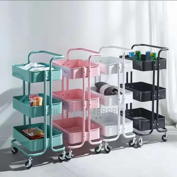 Multi-Functional Movable Trolley Storage Rack