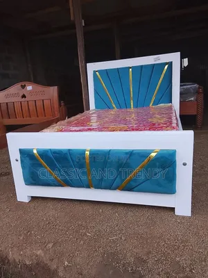 5x6 Teal and White Frame Bed