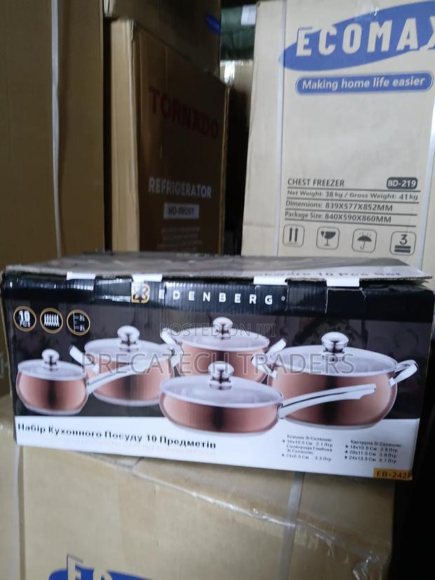 Edenberg 10 Piece Non-Stick Cookware Set With Glass Lids