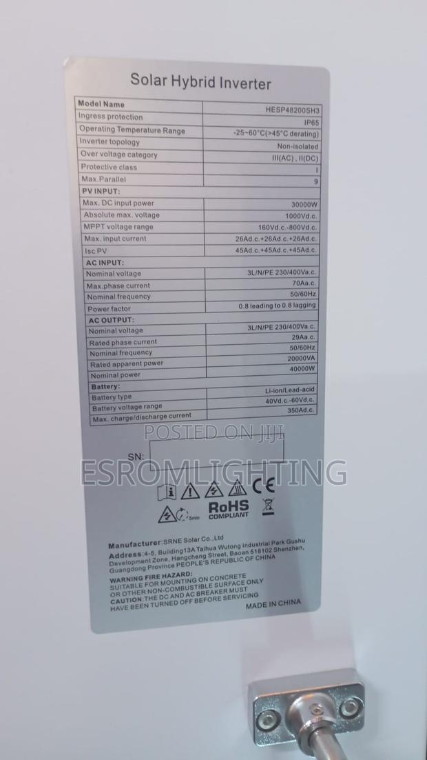 SRNE 20KVA 3-Phase Solar Hybrid Inverter - thumbnail 2