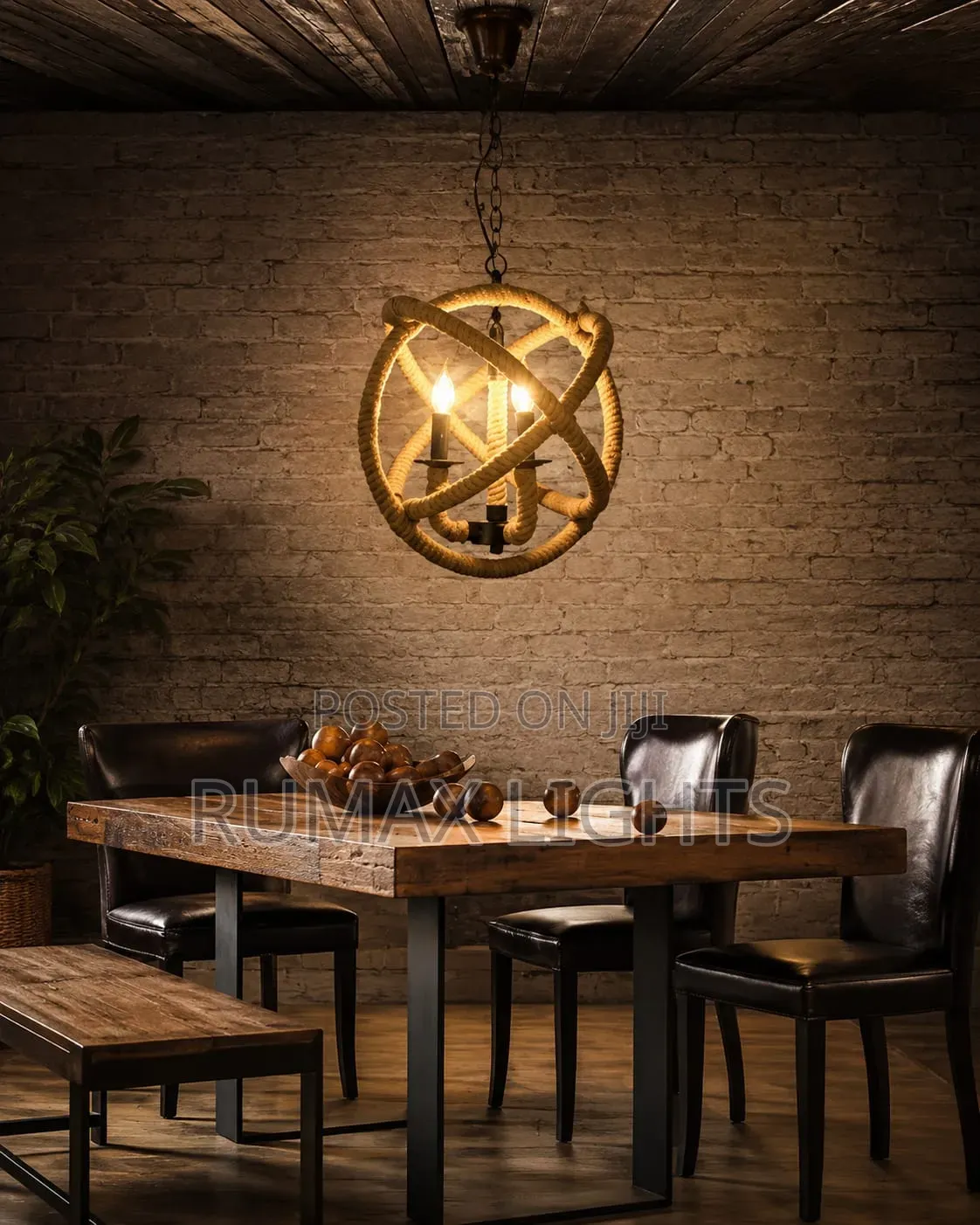 Hemp Rope Orb Chandelier